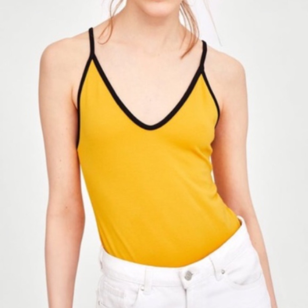 Yellow and Black Cami Bodysuit